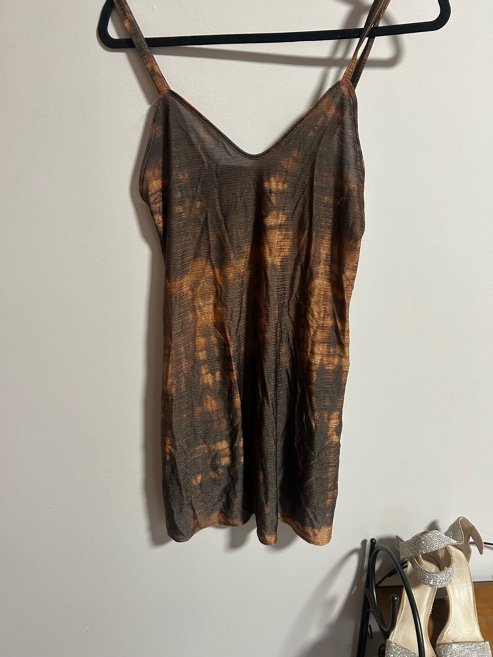 Tie-Dye Brown Slip Dress